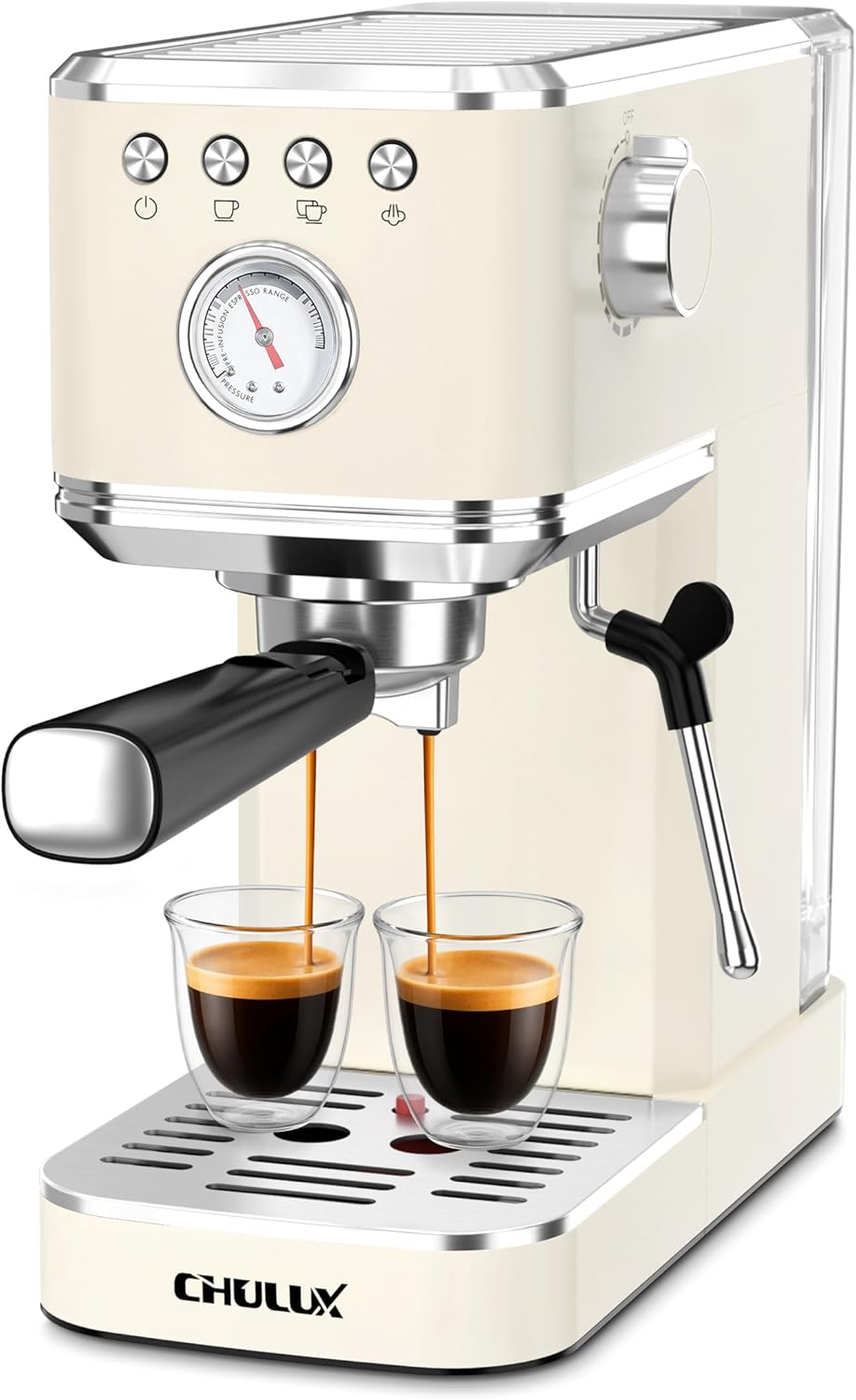 CHULUX Slim Espresso Machine with Milk Frother for Home Cappuccino, Creamy
