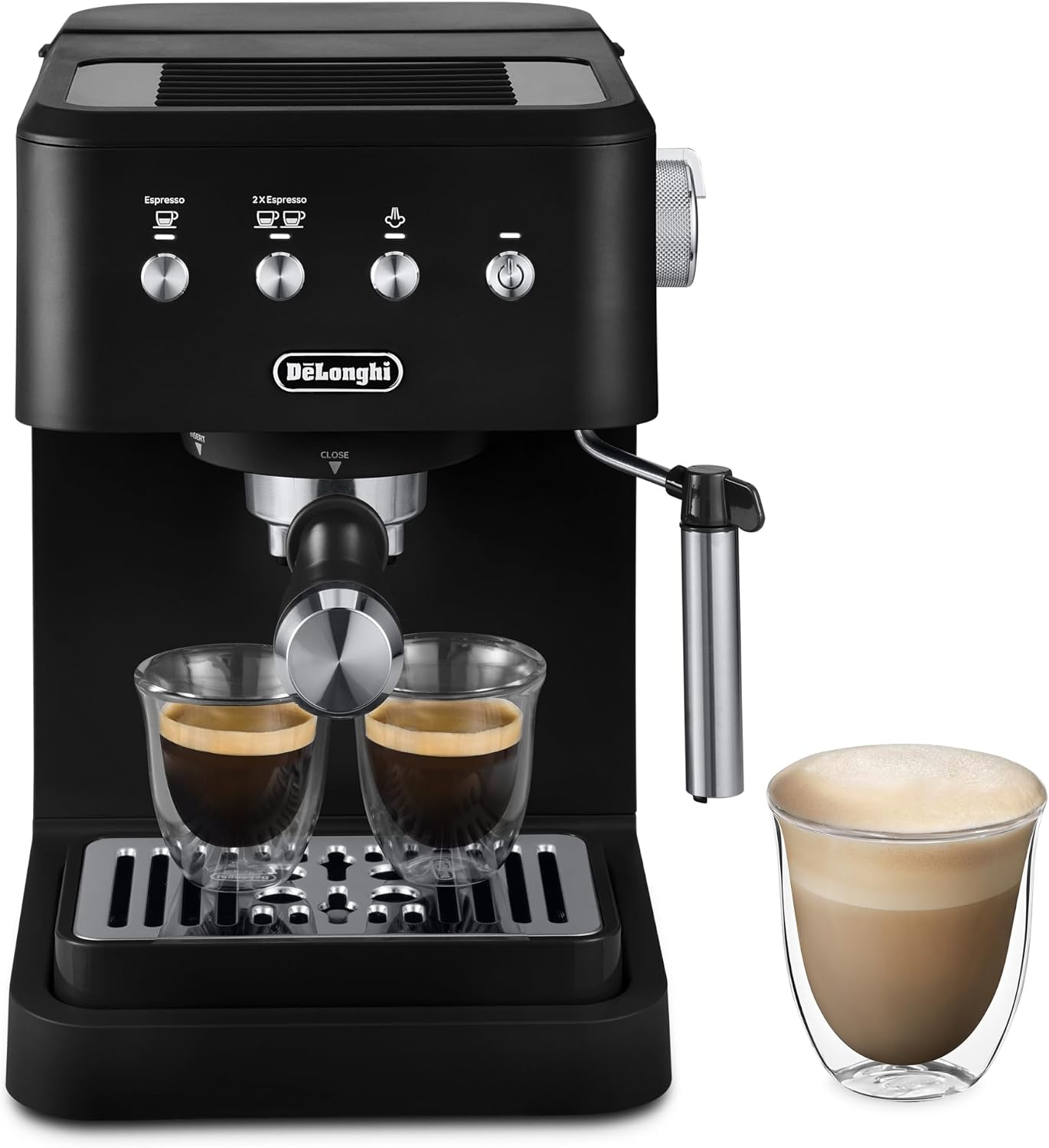 De’Longhi Classic Matte Black Espresso Machine, Easy-to-Use Milk Frother