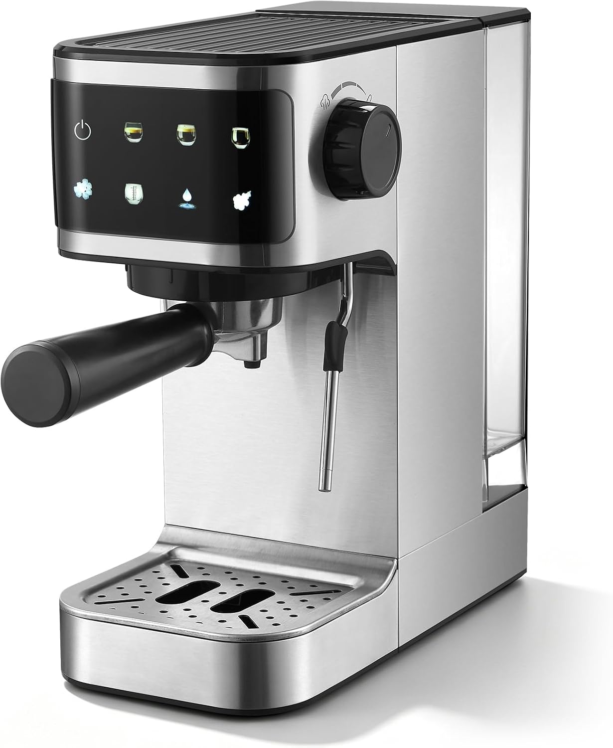 Espresso Machine 20 Bar, 1350W Instant Heating Coffee Maker with Stainless Steel Steam Wand & Touch Color Display, 6-in-1, 1.3L Removable Tank, Compact Stainless Steel